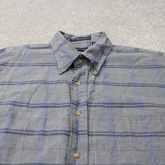 GANT Shirt Mens XLT Gray/Blue New Haven Oxford 100% Cotton Long Sleeve Button - Picture 5 of 13